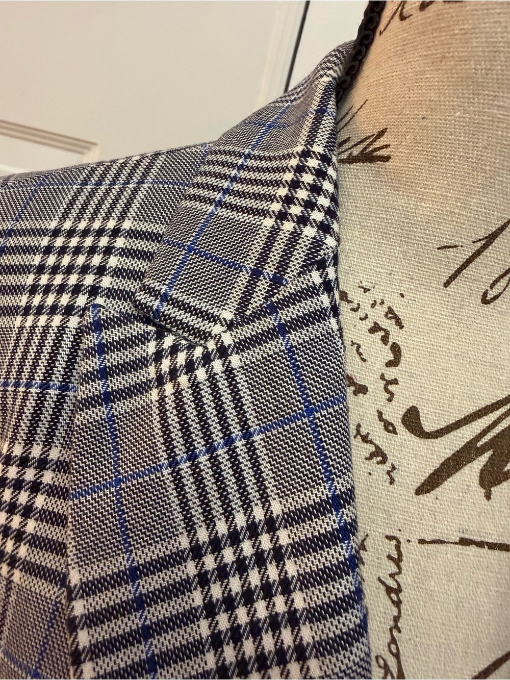Talbots Gray Plaid Double-Breasted Blazer - Picture 4 of 15